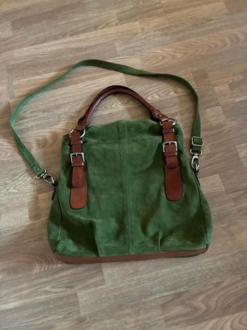 Vera Pelle italiaanse groene leren handtas schoudertas beschikbaar voor biedingen