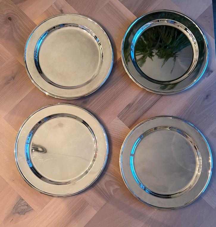 Verzilverde onderborden - 4 stuks, Huis en Inrichting, Keuken | Servies, Nieuw, Overige stijlen, Overige materialen, Ophalen of Verzenden