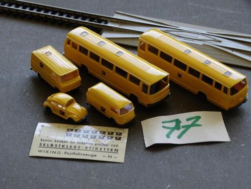 N-spoor: set 77: wiking, 2 postbussen, 2 busjes en 1 kever., Hobby en Vrije tijd, Modelbouw | Auto's en Voertuigen, Zo goed als nieuw