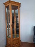 Vitrine kast met verlichting, blank eiken, Ophalen, 50 tot 100 cm, Zo goed als nieuw, 150 tot 200 cm