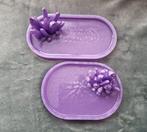 Luxe set 2 onderzetters trays Lila met kristal, Verzenden, Nieuw, Glas of Kopje