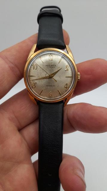 Vintage herenhorloge Mildia Swiss verguld beschikbaar voor biedingen