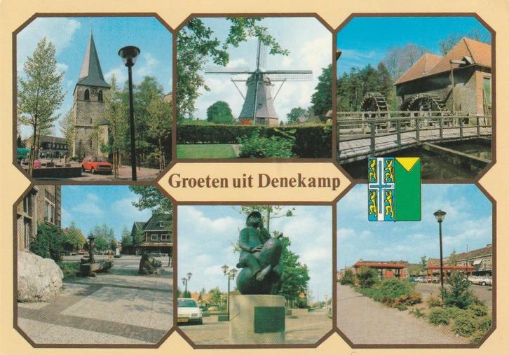 DENEKAMP Kerk Plein Molen Monument Watermolen Groeten, Verzamelen, Ansichtkaarten | Nederland, Gelopen, Overijssel, 1980 tot heden