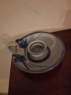 Oude Keramiek hand kandelaar, Ophalen of Verzenden, Blauw, Overige materialen, Minder dan 25 cm