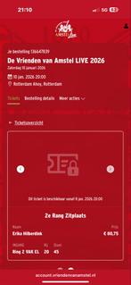 Vrienden van Amstel 10 januari 2026 2 kaarten 2 rang, Tickets en Kaartjes, Twee personen, Januari