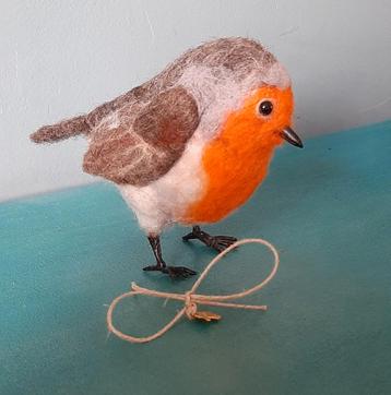 Genaaldvilt Roodborstje wol naaldvilten Roodborst handmade  beschikbaar voor biedingen