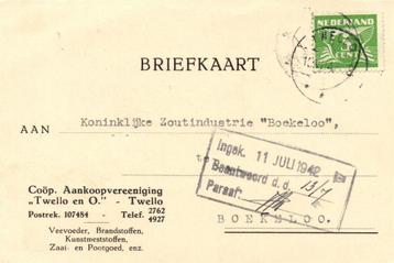 Coop Aankoopvereeniging Twello en O. - 07.1942 - briefkaart beschikbaar voor biedingen