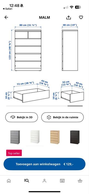 IKEA Malm Ladekast Wit - 6 Lades - afbeelding 2