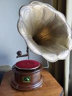 Antieke His Master's Voice grammofoon met messing hoorn., Antiek en Kunst, Ophalen