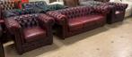 Prachtig Chesterfield Bankstel 3+1+1 Zits Wijnrood., Gebruikt, Chesterfield, Driepersoons, Ophalen of Verzenden
