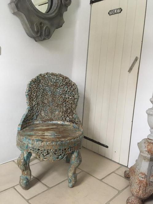 unieke, antieke Anglo-Indisch fijn gestoken stoel, Antiek en Kunst, Antiek | Meubels | Stoelen en Banken, Ophalen