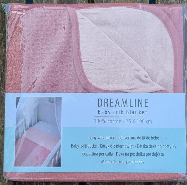 Nieuwe Dreamline baby wiegdeken roze 100% katoen, Kinderen en Baby's, Dekens, Slaapzakjes en Inbakerproducten, Nieuw, Deken, 100 cm of meer