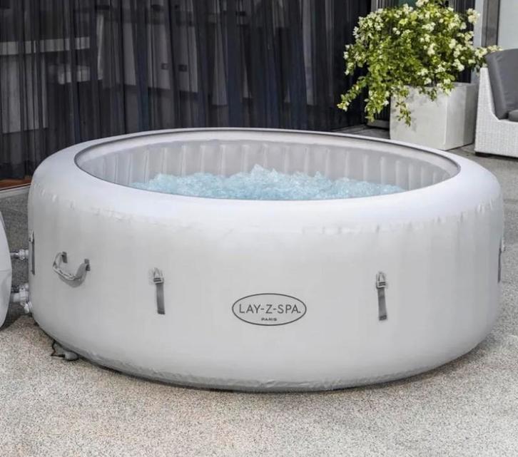 Jacuzzi Lazy Spa Paris met LED en top cover afdekzijl, Tuin en Terras, Bubbelbaden en Hottubs, Zo goed als nieuw, Opblaasbaar