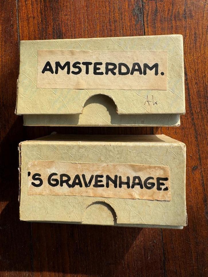 Glazen diaserie Amsterdam en 'sGravenhage, Verzamelen, Foto's en Prenten, Gebruikt, Overige onderwerpen, 1940 tot 1960, Ophalen