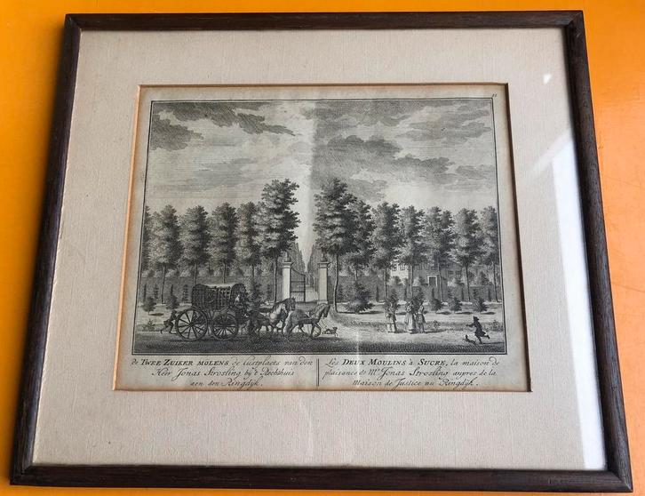 Gravure Twee Zuiker Molens, Antiek en Kunst, Kunst | Etsen en Gravures, Ophalen of Verzenden