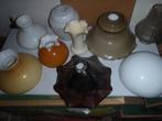 Een doos met 9  glazen lampekappen, Huis en Inrichting, Lampen | Lampenkappen, Ophalen of Verzenden, Zo goed als nieuw, Rond, Minder dan 25 cm
