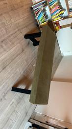 Eettafel bankje hout met zwarte stalen poten, Ophalen, Zo goed als nieuw