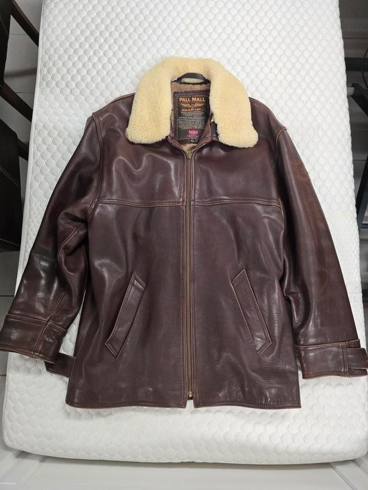 Vintage Pall Mall Gear up leren jas XL, i.g.s., Kleding | Heren, Jassen | Winter, Gedragen, Maat 56/58 (XL), Bruin, Ophalen of Verzenden