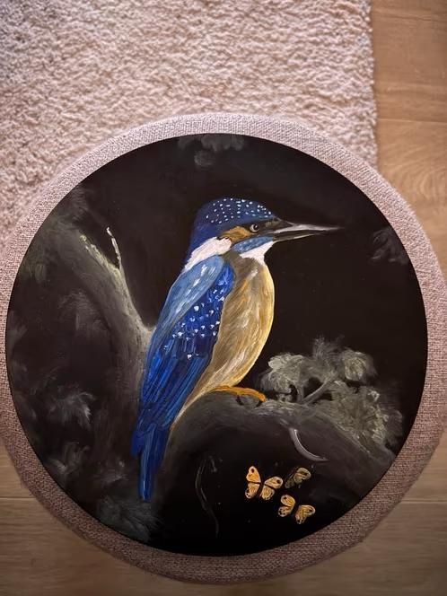 IJsvogel Olieverf Schilderij, Hobby en Vrije tijd, Schilderen, Nieuw, Olieverf, Ophalen of Verzenden