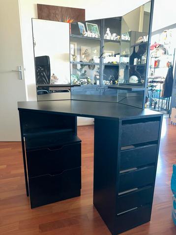 Make-up tafel zwart met spiegels