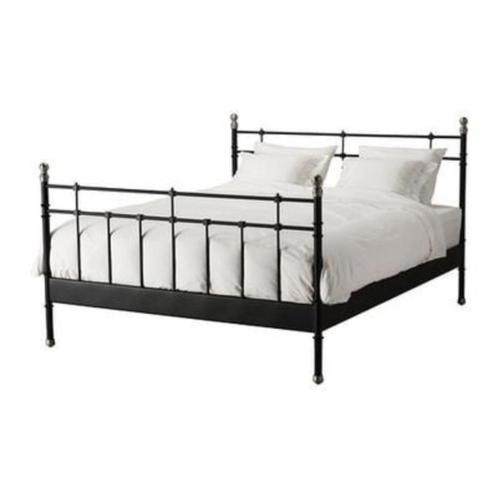 Tweepersoonsbed 180x200 – zwart met zilverkleurige accenten, Huis en Inrichting, Slaapkamer | Bedden, Gebruikt, Tweepersoons, 180 cm