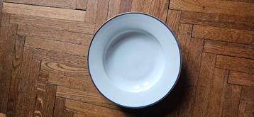 Grote vintage porseleinen serveerschaal – 31 cm – wit/blauw beschikbaar voor biedingen