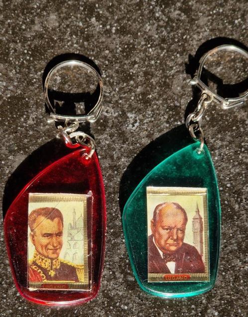 2 Seventies sleutelh. 1x Sjah v Perzië (Iran) 1x Churchill, Verzamelen, Sleutelhangers, Gebruikt, Overige typen, Ophalen of Verzenden