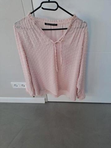 Lichtroze semi-transparante blouse te koop beschikbaar voor biedingen
