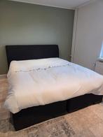 Boxspring 160x200 antraciet stof inclusief matrassen, Ophalen, Zo goed als nieuw, Tweepersoons, 180 cm