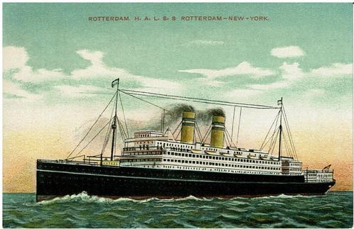 Ansichtkaart Boot S.S. Rotterdam H.A.L., Verzamelen, Ansichtkaarten | Themakaarten, Ongelopen, 1940 tot 1960, Voertuig, Ophalen of Verzenden