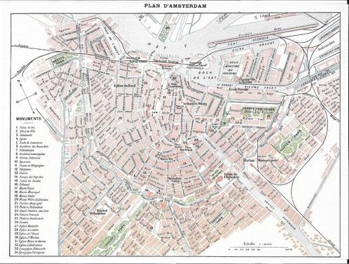 1908 - Amsterdam stadsplan, Boeken, Atlassen en Landkaarten, Gelezen, Landkaart, Nederland, 1800 tot 2000, Ophalen of Verzenden