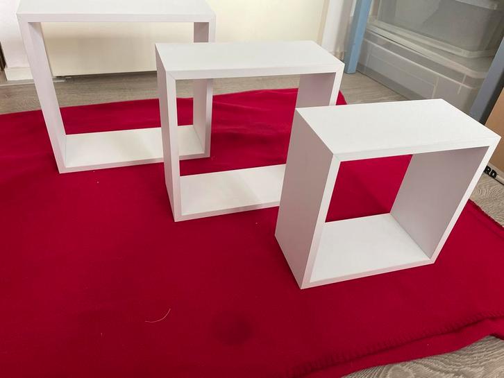 Set van 3 witte wandkubussen, Huis en Inrichting, Woonaccessoires | Wandplanken en Boekenplanken, Nieuw, Ophalen of Verzenden