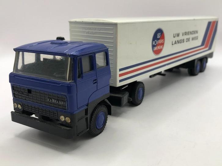 Lion Car 58+36 DAF 2800+Trailer Les Routiers -GOED- M6, Hobby en Vrije tijd, Modelauto's | 1:50, Gebruikt, Bus of Vrachtwagen