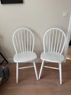 2 stevige houten stoelen, Huis en Inrichting, Ophalen, Gebruikt, Twee, Wit
