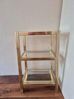 Vintage Gouden Kastje met Glazen Planken, Ophalen, Gebruikt