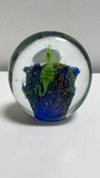 groene zeepaardjes blauw aquarium presse papier paperweight, Ophalen of Verzenden