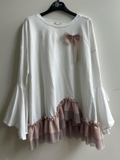 RELISH losvallende top met tule en afneembare broche mt L, Kleding | Dames, Tops, Zo goed als nieuw, Maat 38/40 (M), Lange mouw