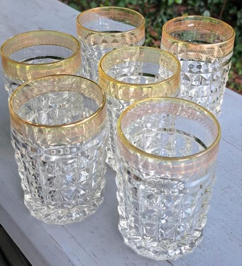 Whiskey limoncello water Italiaanse vintage glazen 6x zgan, Antiek en Kunst, Antiek | Glas en Kristal, Ophalen of Verzenden