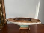 Antiek geleefd bootje 60x21cm . Decoratief., Hobby en Vrije tijd, Modelbouw | Boten en Schepen, Ophalen of Verzenden, Zo goed als nieuw