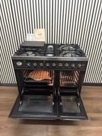 Luxe Fornuis Boretti 5 pits antraciet met dubbele oven 90 cm, 60 cm of meer, Fornello Esperta, Ophalen of Verzenden, Zo goed als nieuw