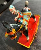 Antiek Blikken Hobbel Ezel met Clown Speelgoed, Ophalen of Verzenden
