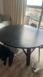 Ronde zwarte eettafel, Huis en Inrichting, Tafels | Eettafels, Ophalen, Gebruikt, Rond, 100 tot 150 cm