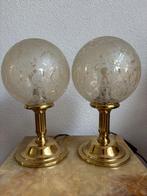 Sölken Leuchten, 2 tafellampen, glas, goud, vintage, regency, Gebruikt, Ophalen of Verzenden, Glas, Minder dan 50 cm