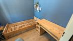 Stijger Hout bed met bureau, Ophalen, 85 tot 100 cm, Zo goed als nieuw, Lattenbodem