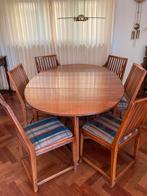 Vintage ovale eettafel met 6 stoelen, Huis en Inrichting, Ophalen, Gebruikt, Engels vintage, 4 tot 6 stoelen