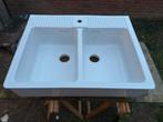 IKEA Domsjo dubbele wasbak inclusief afvoer en kraan, Ophalen, Wit, 50 tot 100 cm, Zo goed als nieuw