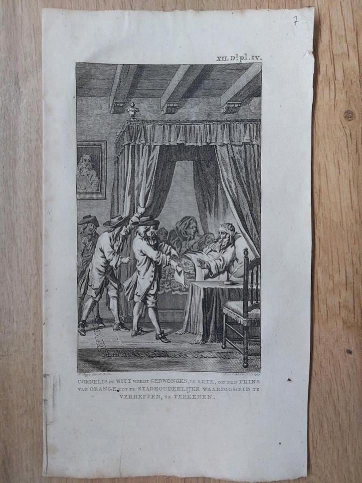 7 Cornelis de Wit tekent Akte Prins van Oranje de stadhouder, Antiek en Kunst, Kunst | Etsen en Gravures, Ophalen of Verzenden