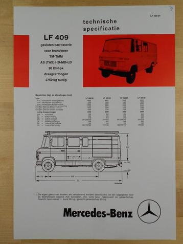 Mercedes LF 409 Brandweer Specificatie folder 1976 LF409 beschikbaar voor biedingen