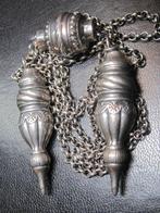 Antiek Zilveren jasseron ketting met breipendoppen, Ophalen, Zilver
