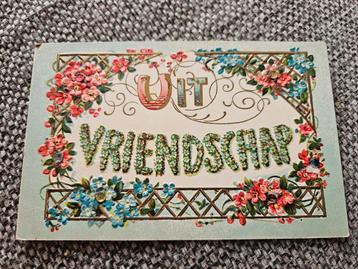 Brocante relief  Ansichtkaart - Vriendschap beschikbaar voor biedingen